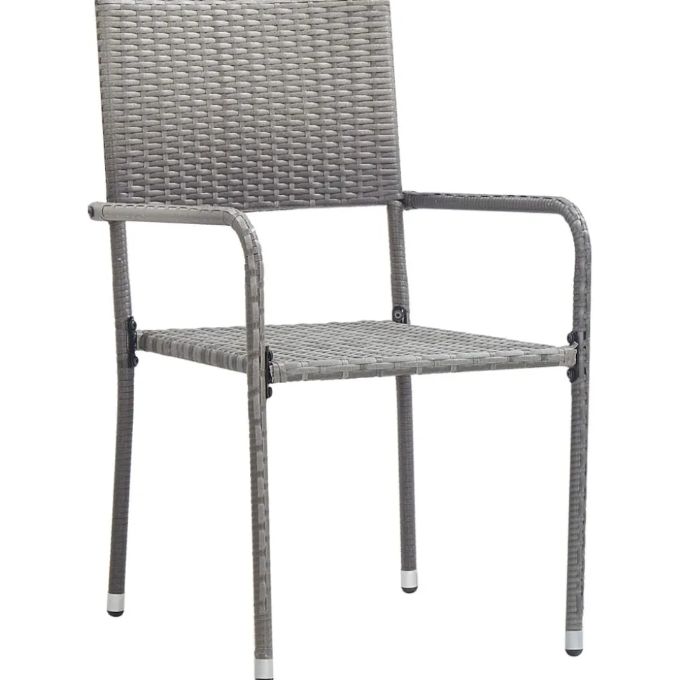 MAISON EXCLUSIVE - Chaise à dîner de jardin empilable lot de 4 gris résine tressée