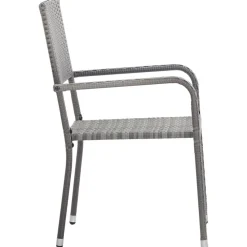 MAISON EXCLUSIVE - Chaise à dîner de jardin empilable lot de 4 gris résine tressée