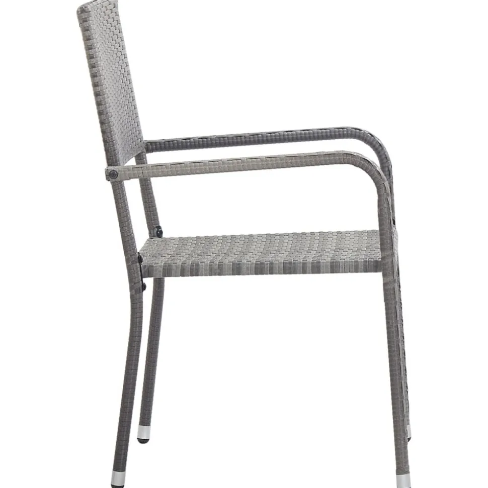 MAISON EXCLUSIVE - Chaise à dîner de jardin empilable lot de 4 gris résine tressée