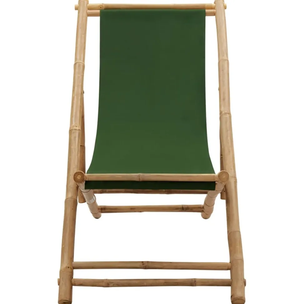 MAISON EXCLUSIVE - Chaise de terrasse bambou et toile vert