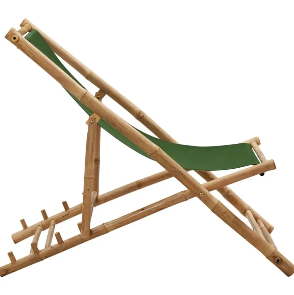 MAISON EXCLUSIVE - Chaise de terrasse bambou et toile vert