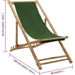 MAISON EXCLUSIVE - Chaise de terrasse bambou et toile vert