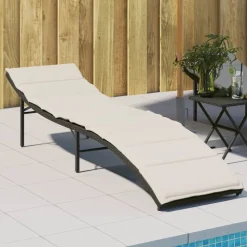 MAISON EXCLUSIVE - Chaise longue avec coussin noir 55x199x50 cm résine tressée