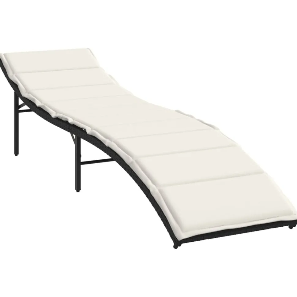 MAISON EXCLUSIVE - Chaise longue avec coussin noir 55x199x50 cm résine tressée