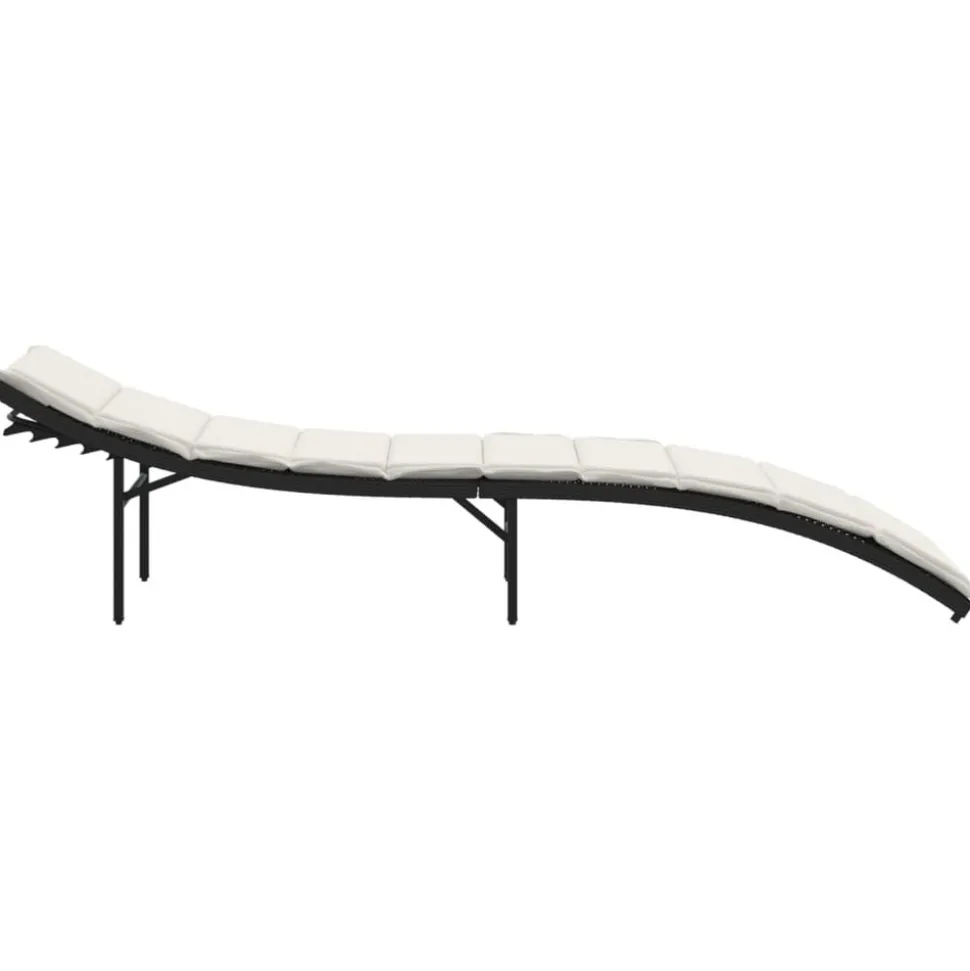 MAISON EXCLUSIVE - Chaise longue avec coussin noir 55x199x50 cm résine tressée