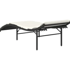 MAISON EXCLUSIVE - Chaise longue avec coussin noir 55x199x50 cm résine tressée