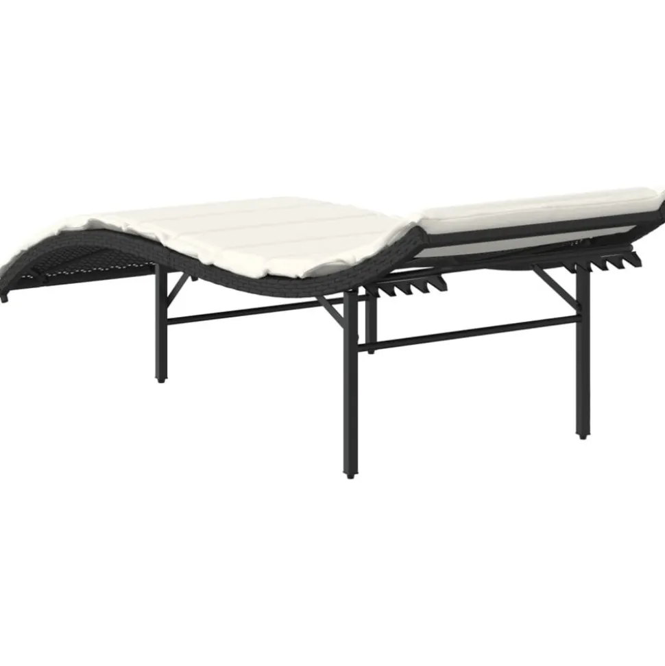 MAISON EXCLUSIVE - Chaise longue avec coussin noir 55x199x50 cm résine tressée