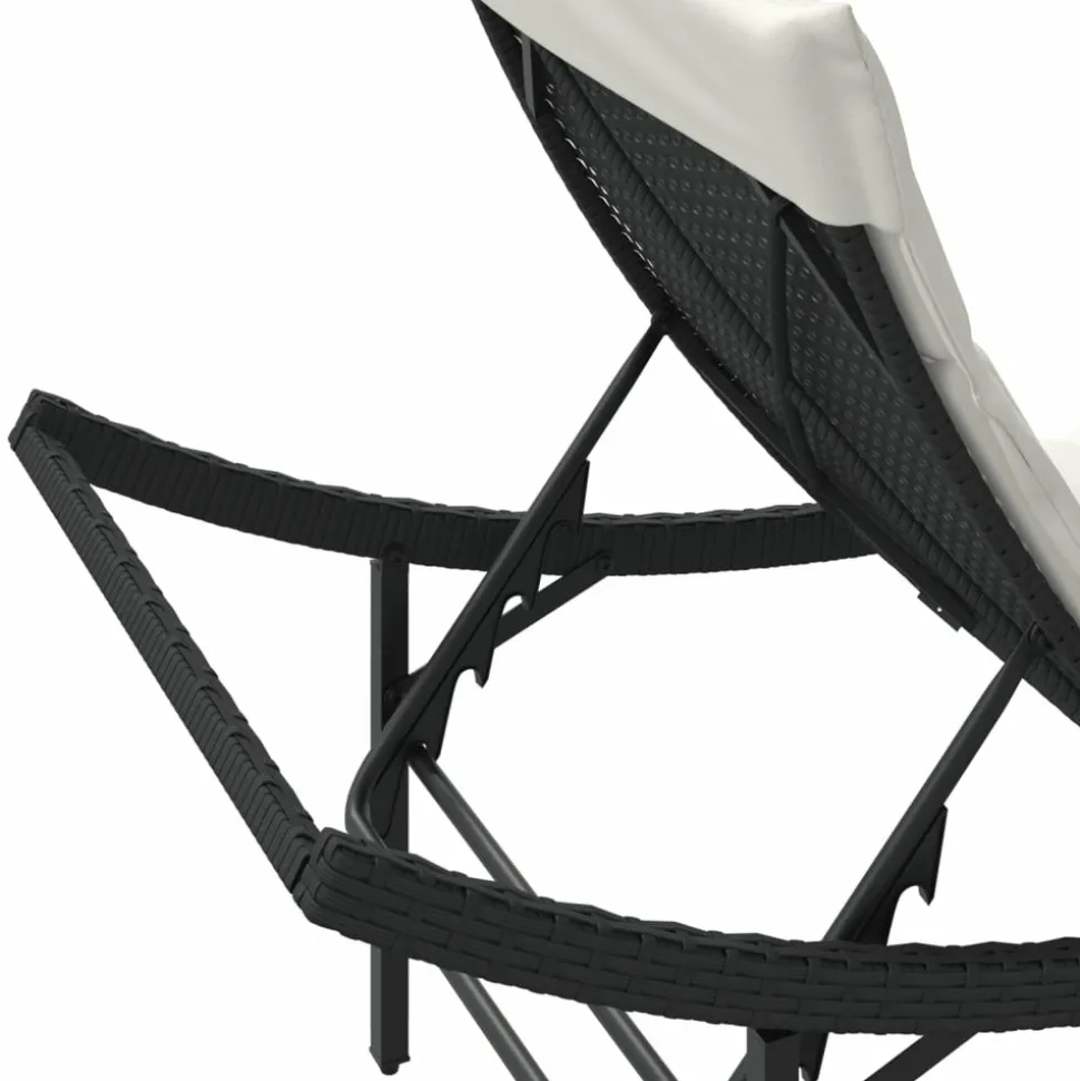 MAISON EXCLUSIVE - Chaise longue avec coussin noir 55x199x50 cm résine tressée