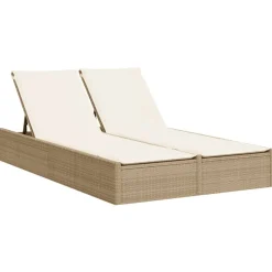 MAISON EXCLUSIVE - Chaise longue double avec coussins beige résine tressée