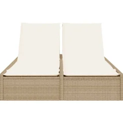 MAISON EXCLUSIVE - Chaise longue double avec coussins beige résine tressée
