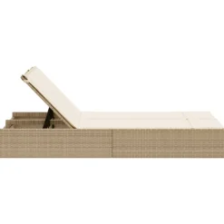 MAISON EXCLUSIVE - Chaise longue double avec coussins beige résine tressée