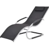 MAISON EXCLUSIVE - Chaise longue avec oreiller aluminium et textilène noir