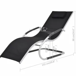 MAISON EXCLUSIVE - Chaise longue avec oreiller aluminium et textilène noir