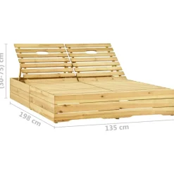 MAISON EXCLUSIVE - Chaise longue double avec coussins bois de pin imprégné