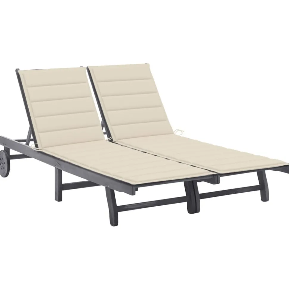 MAISON EXCLUSIVE - Chaise longue de jardin 2 places avec coussin gris acacia