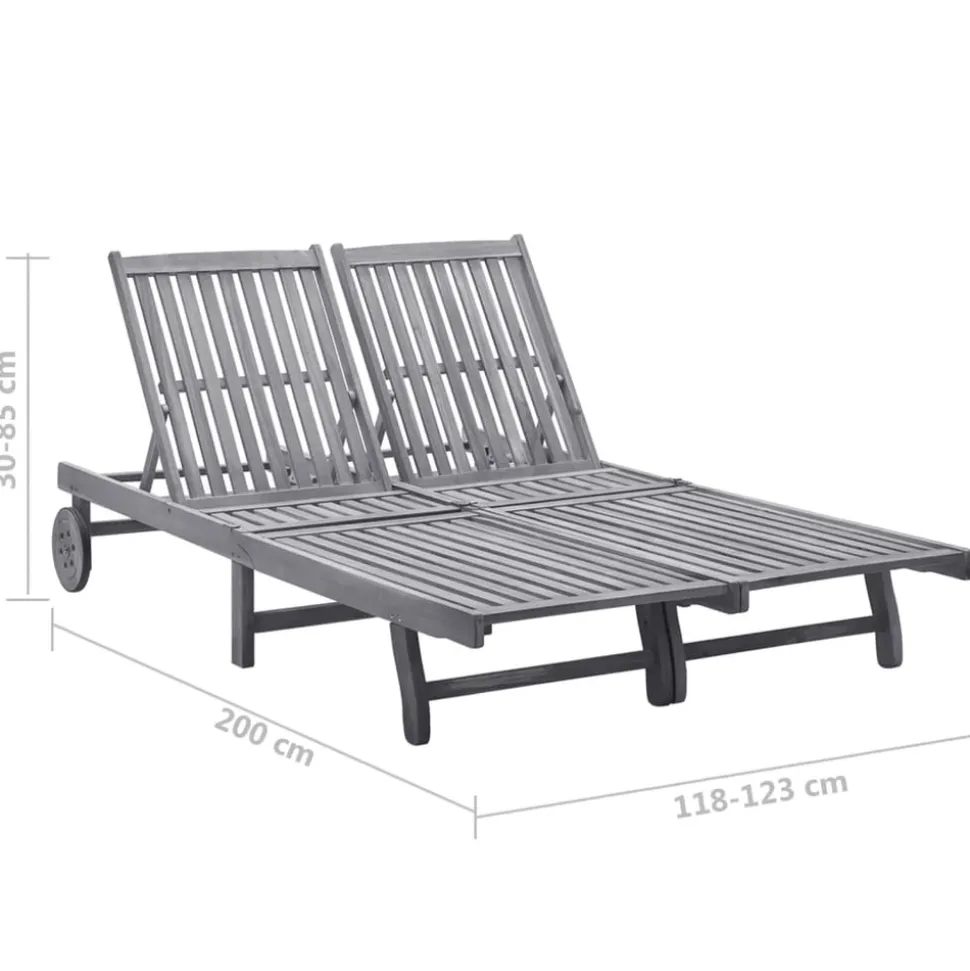 MAISON EXCLUSIVE - Chaise longue de jardin 2 places avec coussin gris acacia