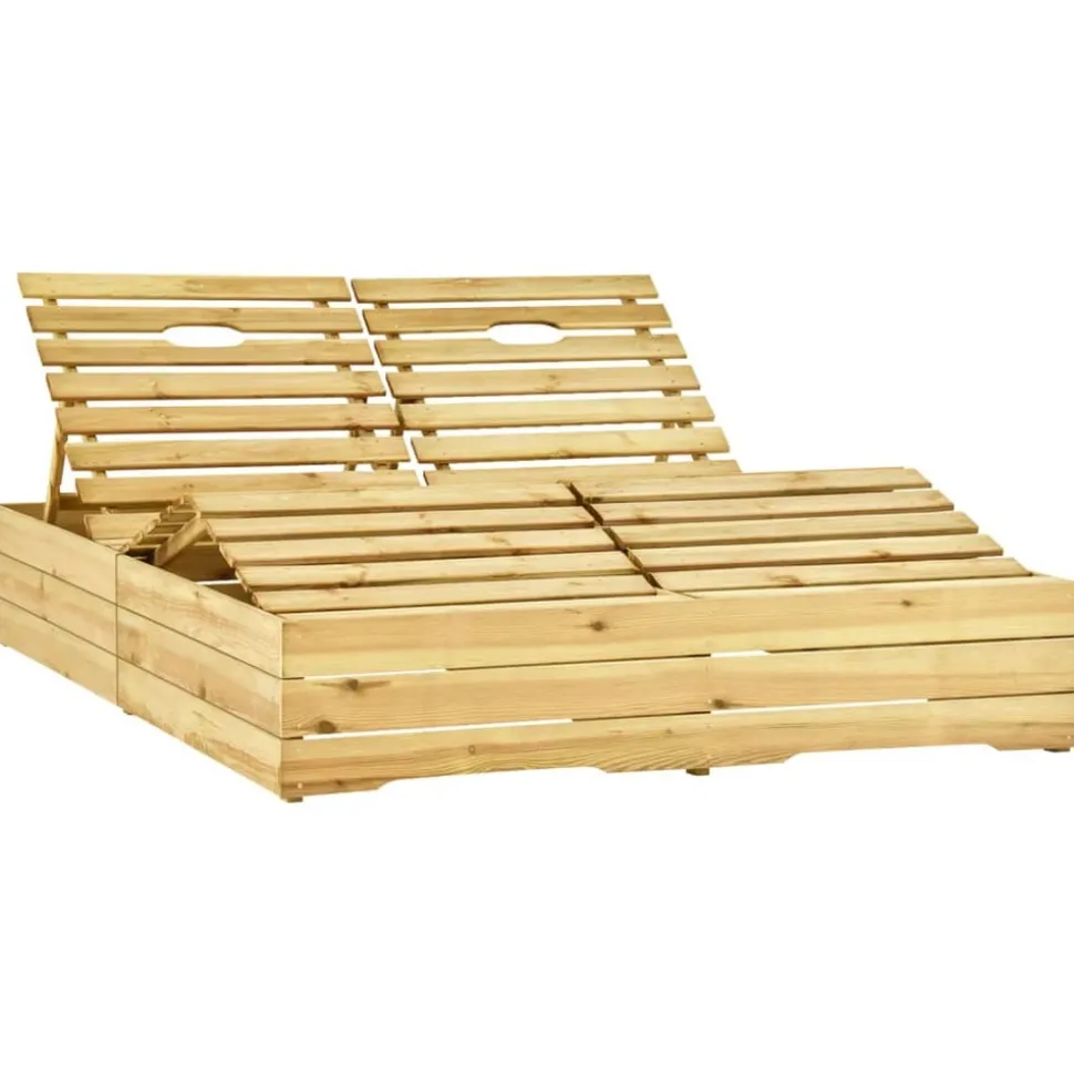 MAISON EXCLUSIVE - Chaise longue double et coussins beige bois de pin imprégné