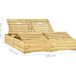 MAISON EXCLUSIVE - Chaise longue double et coussins beige bois de pin imprégné