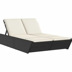 MAISON EXCLUSIVE - Chaise longue double avec coussins noir résine tressée