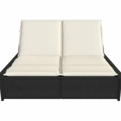 MAISON EXCLUSIVE - Chaise longue double avec coussins noir résine tressée