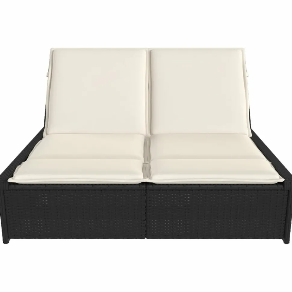 MAISON EXCLUSIVE - Chaise longue double avec coussins noir résine tressée
