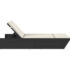 MAISON EXCLUSIVE - Chaise longue double avec coussins noir résine tressée