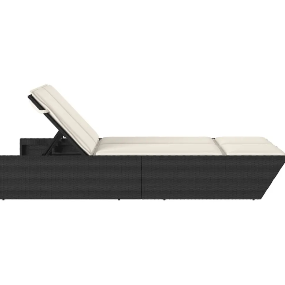 MAISON EXCLUSIVE - Chaise longue double avec coussins noir résine tressée