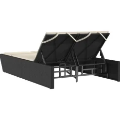MAISON EXCLUSIVE - Chaise longue double avec coussins noir résine tressée