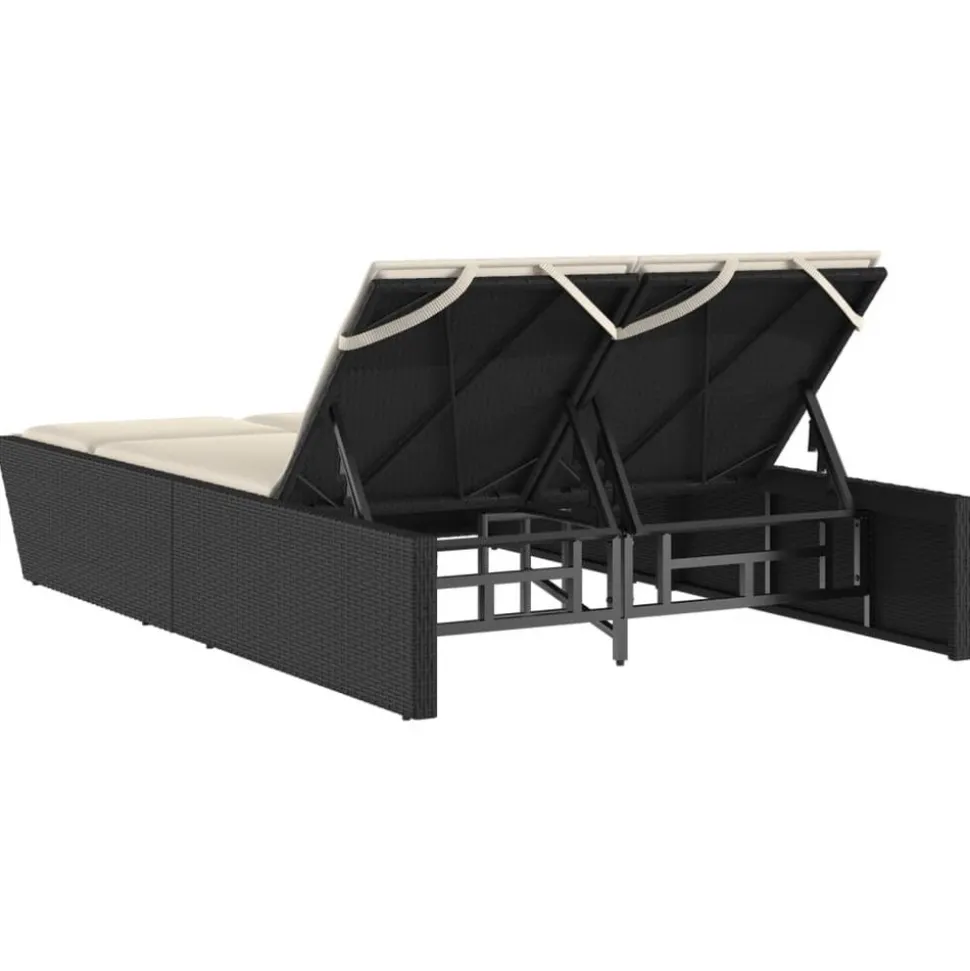 MAISON EXCLUSIVE - Chaise longue double avec coussins noir résine tressée