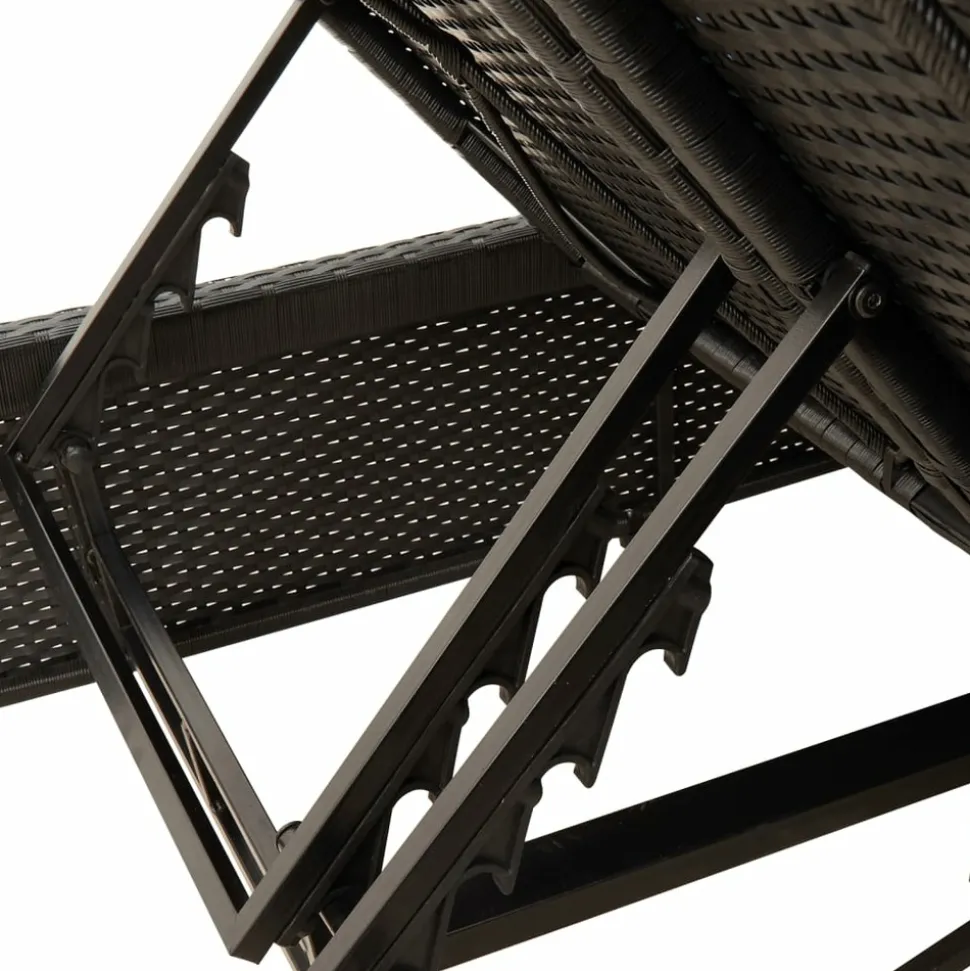 MAISON EXCLUSIVE - Chaise longue double avec coussins noir résine tressée