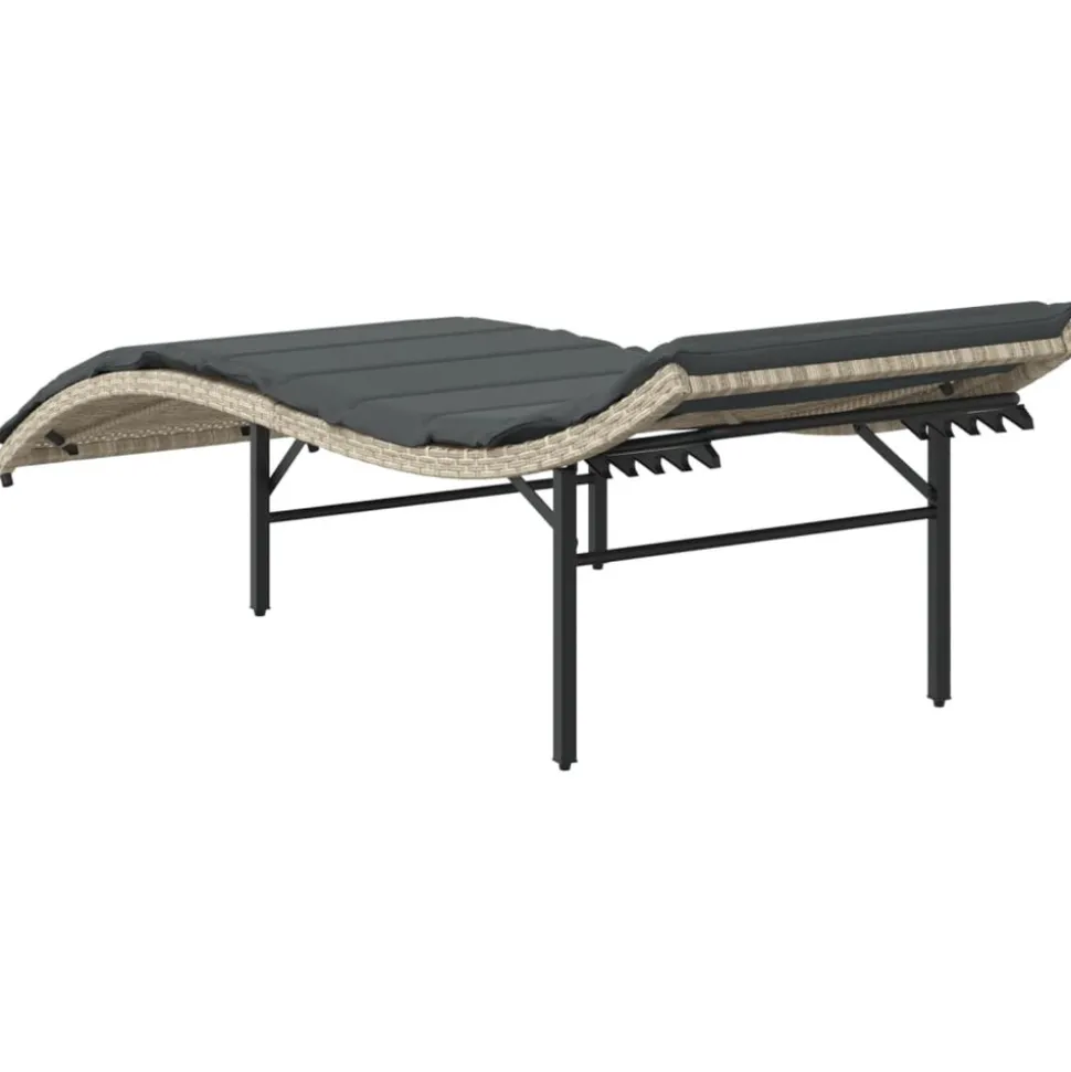 MAISON EXCLUSIVE - Chaise longue et coussin gris clair 55x199x50 cm résine tressée