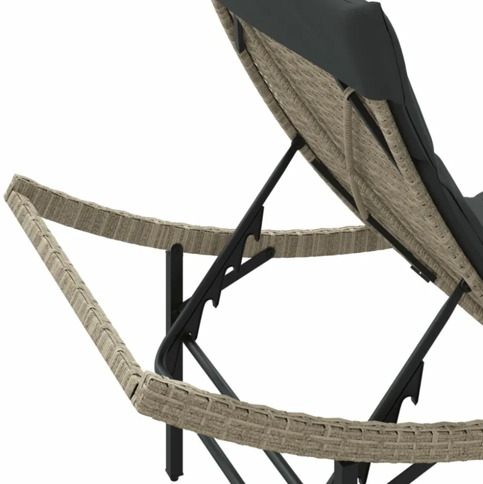 MAISON EXCLUSIVE - Chaise longue et coussin gris clair 55x199x50 cm résine tressée