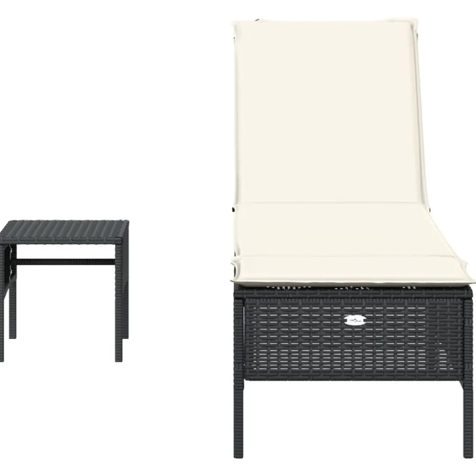 MAISON EXCLUSIVE - Chaise longue avec table et coussin noir résine tressée
