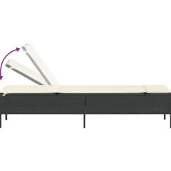 MAISON EXCLUSIVE - Chaise longue avec table et coussin noir résine tressée