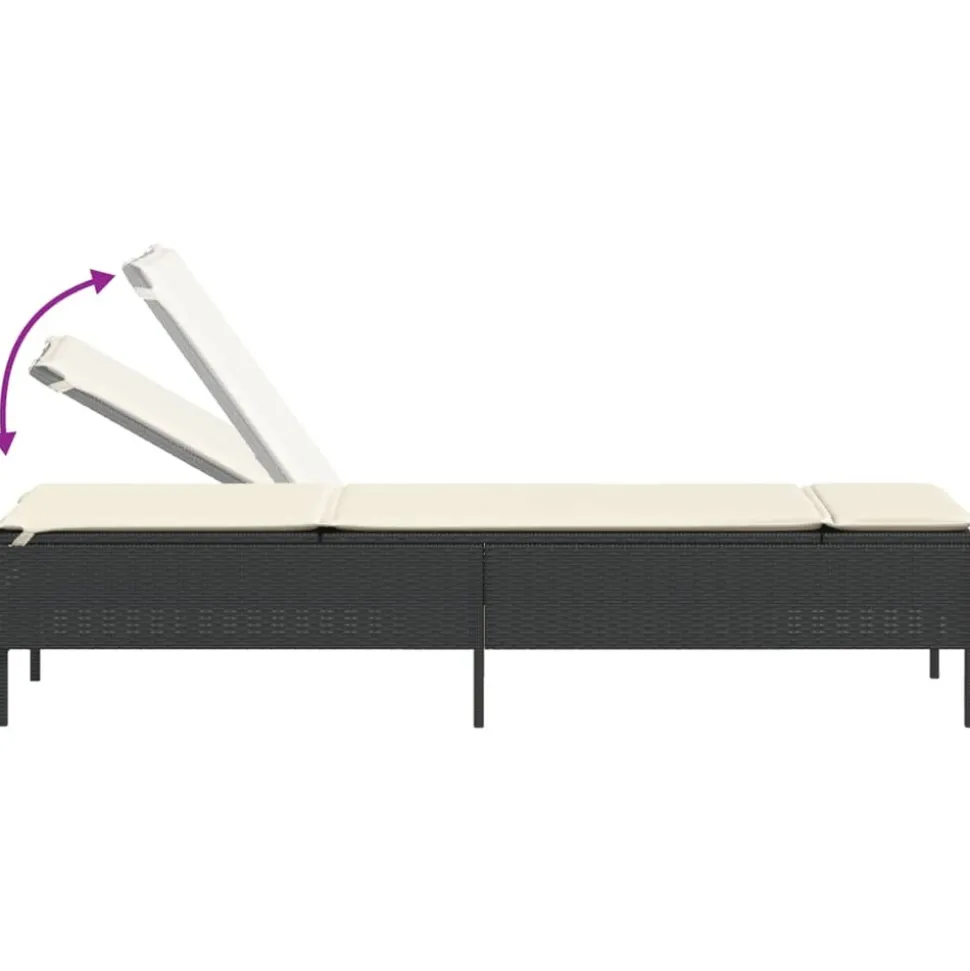 MAISON EXCLUSIVE - Chaise longue avec table et coussin noir résine tressée