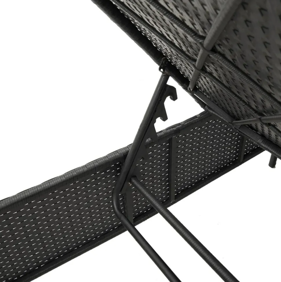 MAISON EXCLUSIVE - Chaise longue avec table et coussin noir résine tressée