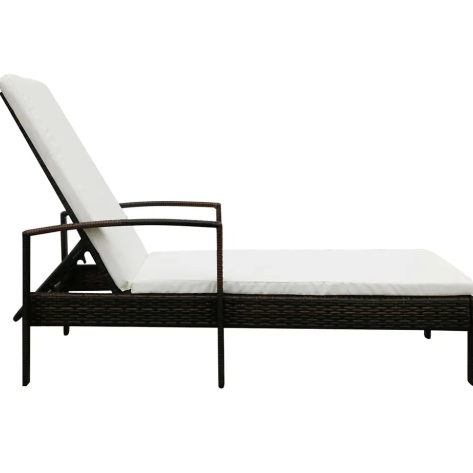 MAISON EXCLUSIVE - Chaise longue avec coussin résine tressée marron