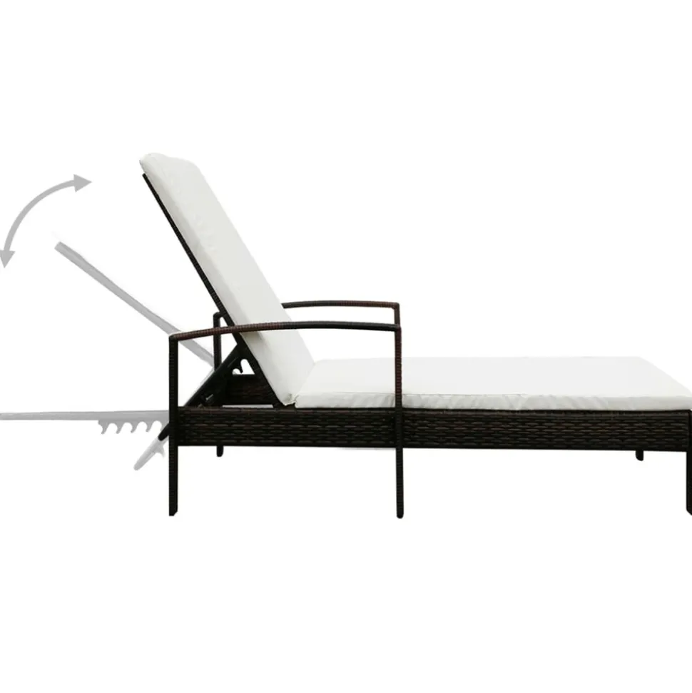 MAISON EXCLUSIVE - Chaise longue avec coussin résine tressée marron