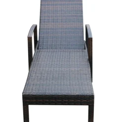 MAISON EXCLUSIVE - Chaise longue avec coussin résine tressée marron