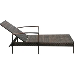 MAISON EXCLUSIVE - Chaise longue avec coussin résine tressée marron