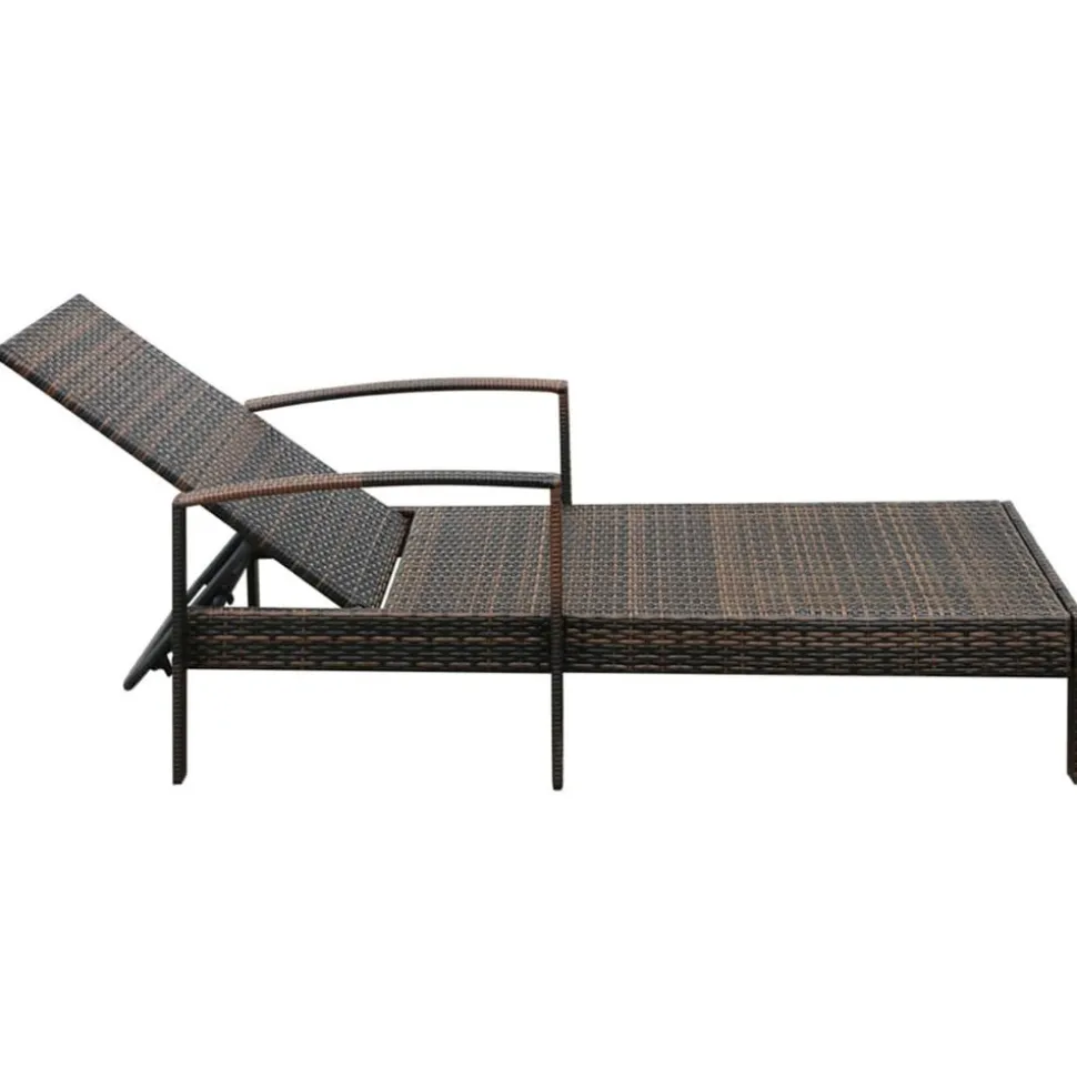 MAISON EXCLUSIVE - Chaise longue avec coussin résine tressée marron