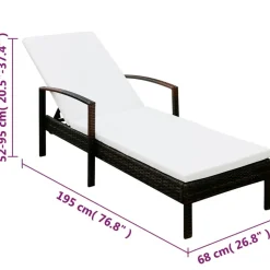 MAISON EXCLUSIVE - Chaise longue avec coussin résine tressée marron
