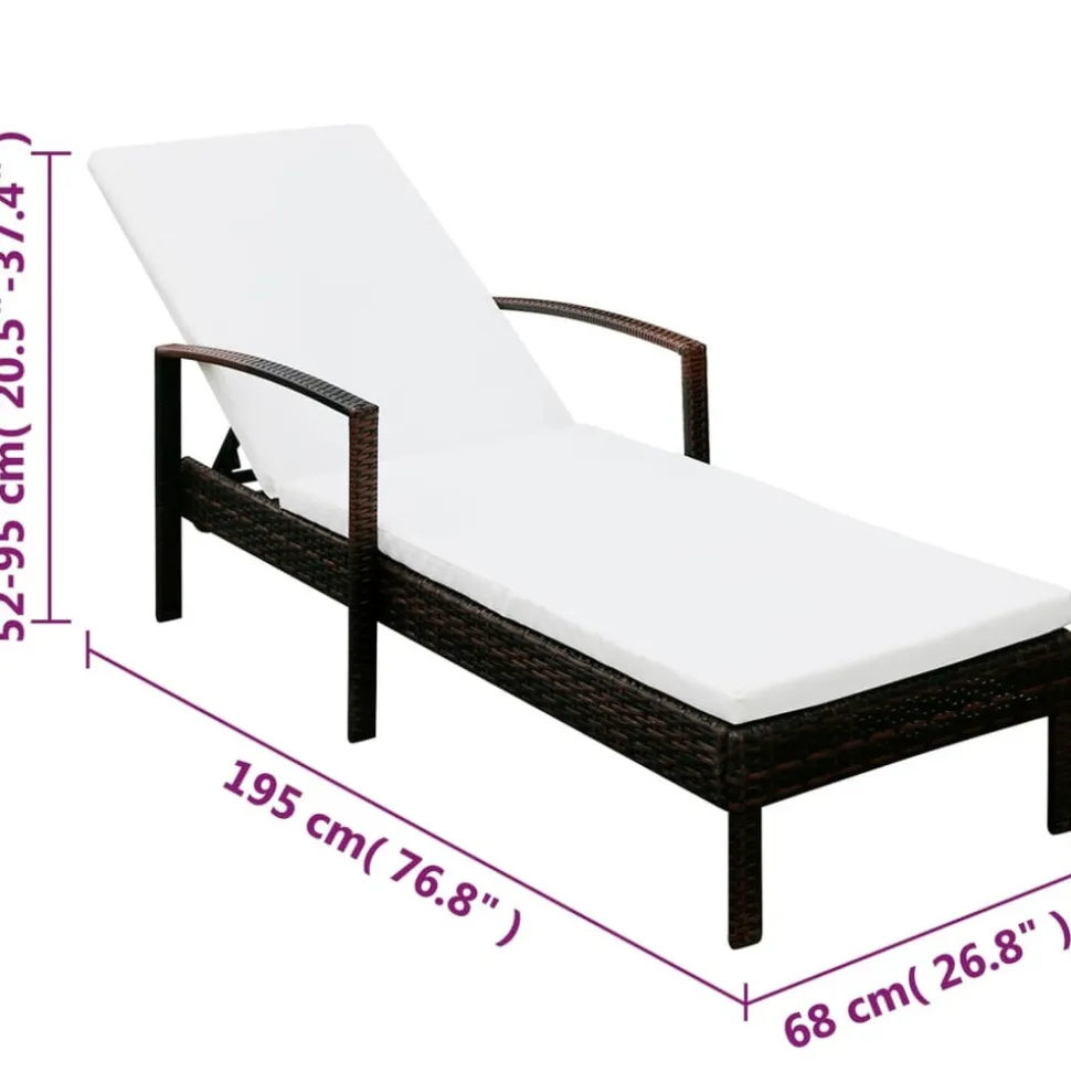 MAISON EXCLUSIVE - Chaise longue avec coussin résine tressée marron