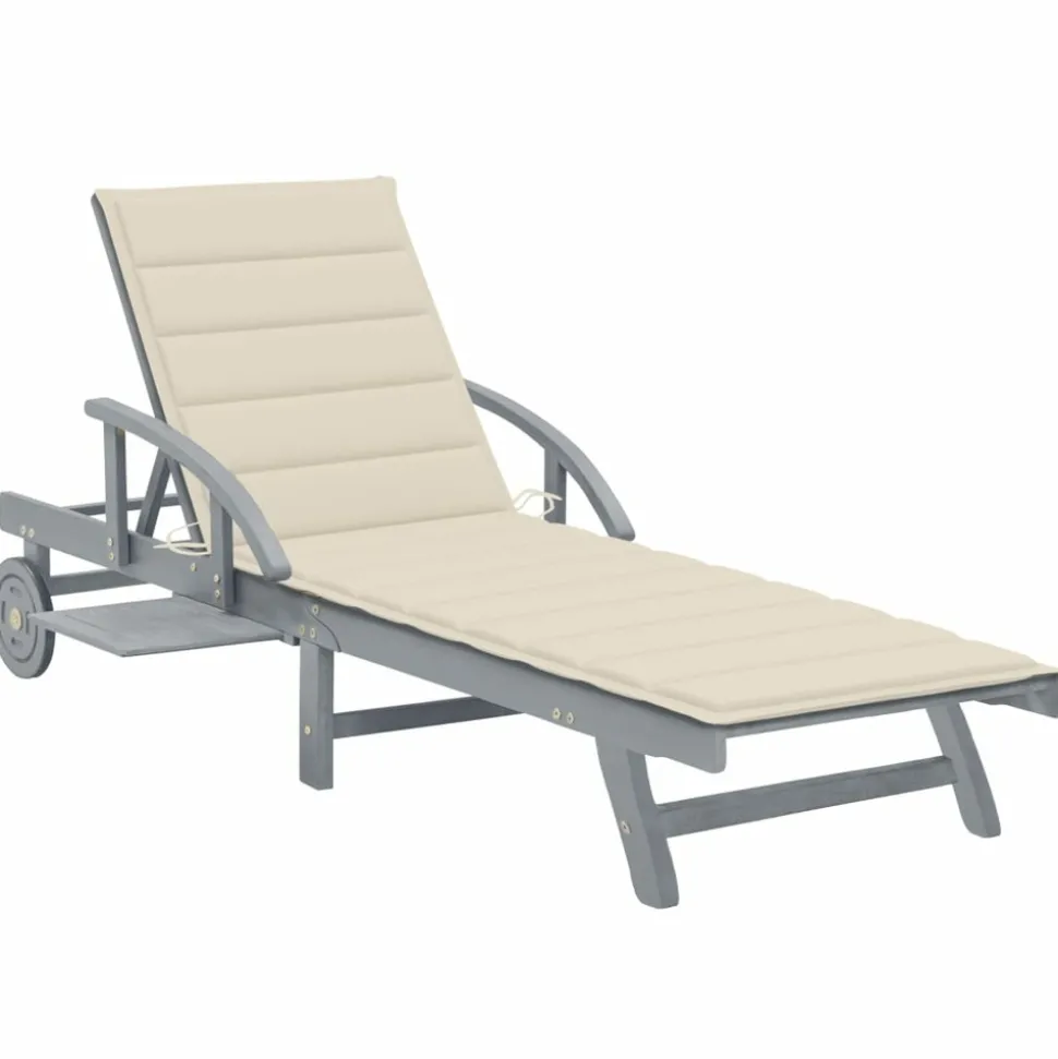 MAISON EXCLUSIVE - Chaise longue de jardin avec coussin bois d'acacia solide