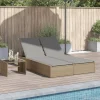 MAISON EXCLUSIVE - Chaise longue double avec coussins beige résine tressée
