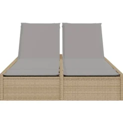 MAISON EXCLUSIVE - Chaise longue double avec coussins beige résine tressée