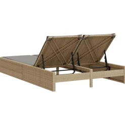 MAISON EXCLUSIVE - Chaise longue double avec coussins beige résine tressée