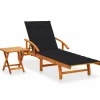 MAISON EXCLUSIVE - Chaise longue de jardin avec table et coussin bois d'acacia