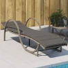 MAISON EXCLUSIVE - Chaise longue avec coussin gris 60x199x42 cm résine tressée