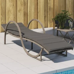 MAISON EXCLUSIVE - Chaise longue avec coussin gris 60x199x42 cm résine tressée